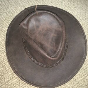 Minnetonka Tan Leather Fold Up Hat
